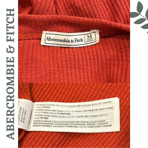 🛍️3/$40 A&F Long Sleeve Sweater Dress Bell Cuffs Fit & Flare Rust Orange Medium - Picture 6 of 6